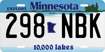 MN license plate 298NBK