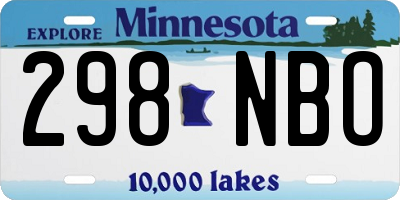 MN license plate 298NBO