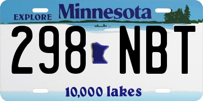 MN license plate 298NBT