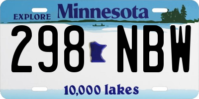 MN license plate 298NBW