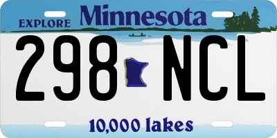 MN license plate 298NCL