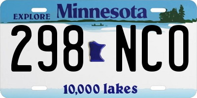 MN license plate 298NCO