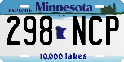 MN license plate 298NCP