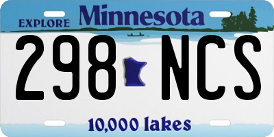 MN license plate 298NCS