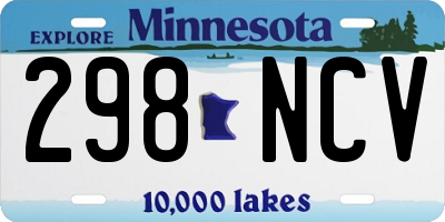MN license plate 298NCV