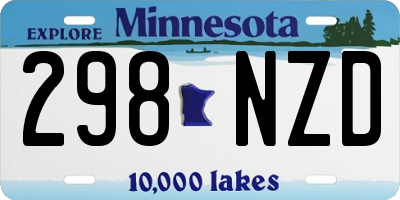 MN license plate 298NZD