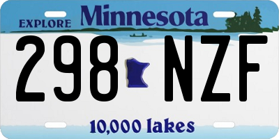 MN license plate 298NZF