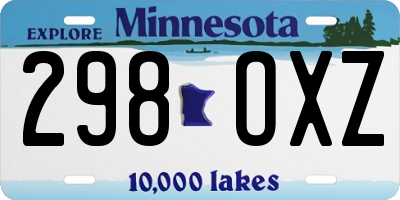 MN license plate 298OXZ