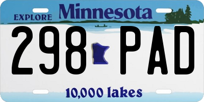 MN license plate 298PAD