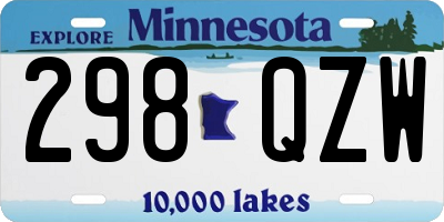 MN license plate 298QZW