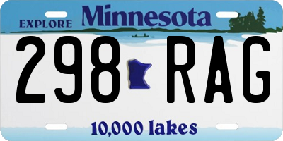 MN license plate 298RAG