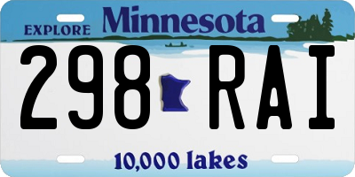 MN license plate 298RAI