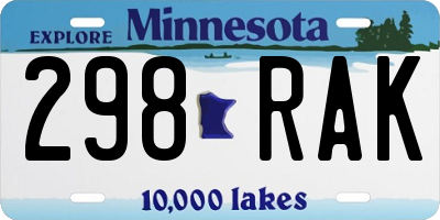MN license plate 298RAK