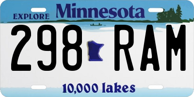 MN license plate 298RAM