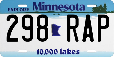 MN license plate 298RAP