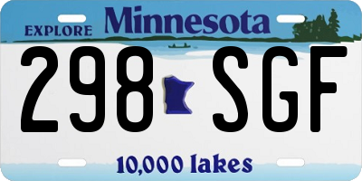 MN license plate 298SGF