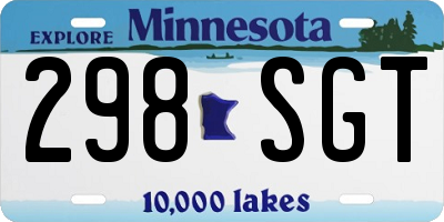 MN license plate 298SGT