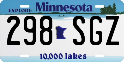 MN license plate 298SGZ