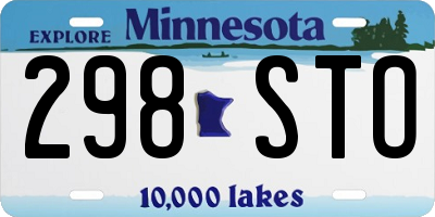 MN license plate 298STO