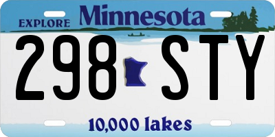 MN license plate 298STY