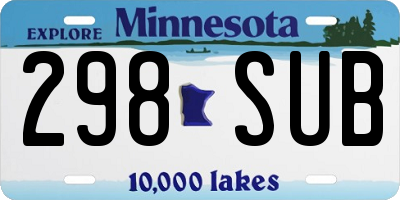 MN license plate 298SUB