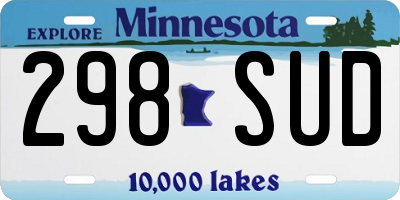 MN license plate 298SUD