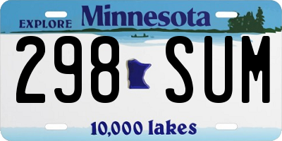 MN license plate 298SUM