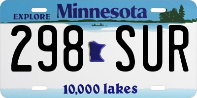 MN license plate 298SUR