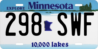 MN license plate 298SWF