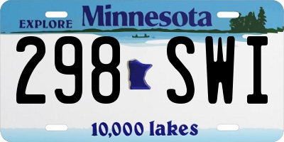 MN license plate 298SWI