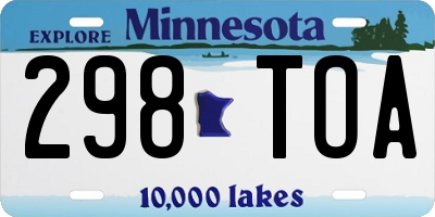 MN license plate 298TOA