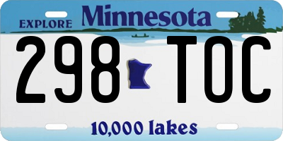 MN license plate 298TOC