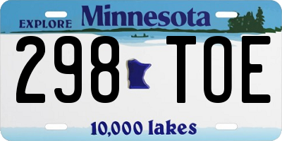 MN license plate 298TOE