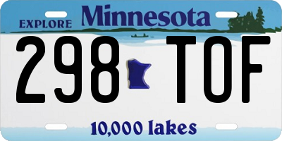 MN license plate 298TOF