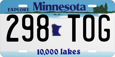 MN license plate 298TOG