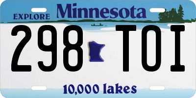 MN license plate 298TOI