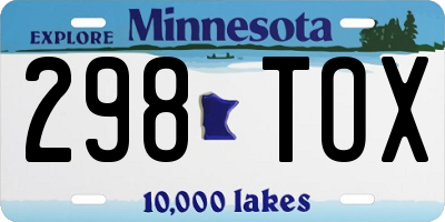 MN license plate 298TOX