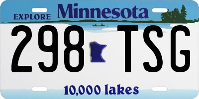 MN license plate 298TSG