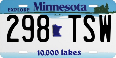 MN license plate 298TSW