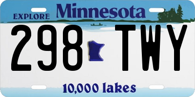 MN license plate 298TWY