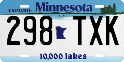 MN license plate 298TXK