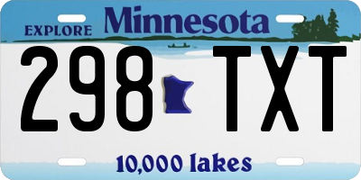 MN license plate 298TXT