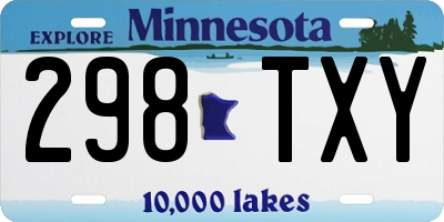 MN license plate 298TXY