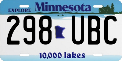 MN license plate 298UBC