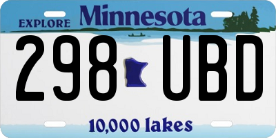 MN license plate 298UBD