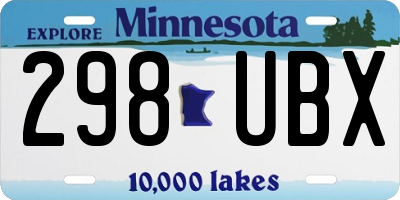 MN license plate 298UBX