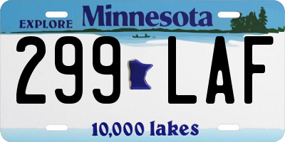 MN license plate 299LAF