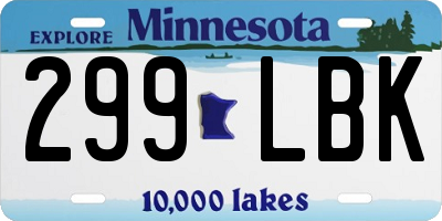 MN license plate 299LBK
