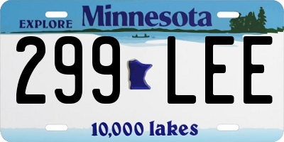 MN license plate 299LEE
