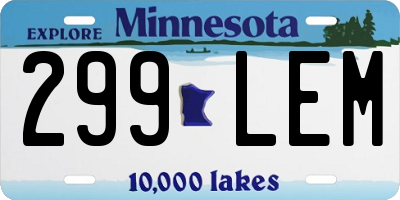 MN license plate 299LEM